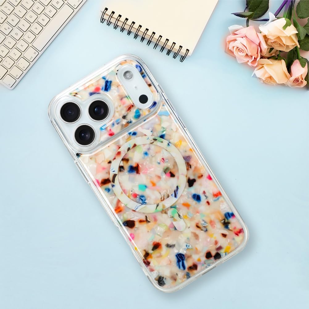 Bonoma 17 2025, for iPhone Pro Max Case Sparkly Luxury Marble Back, Magnetic Support for MagSafe Shockproof Cover