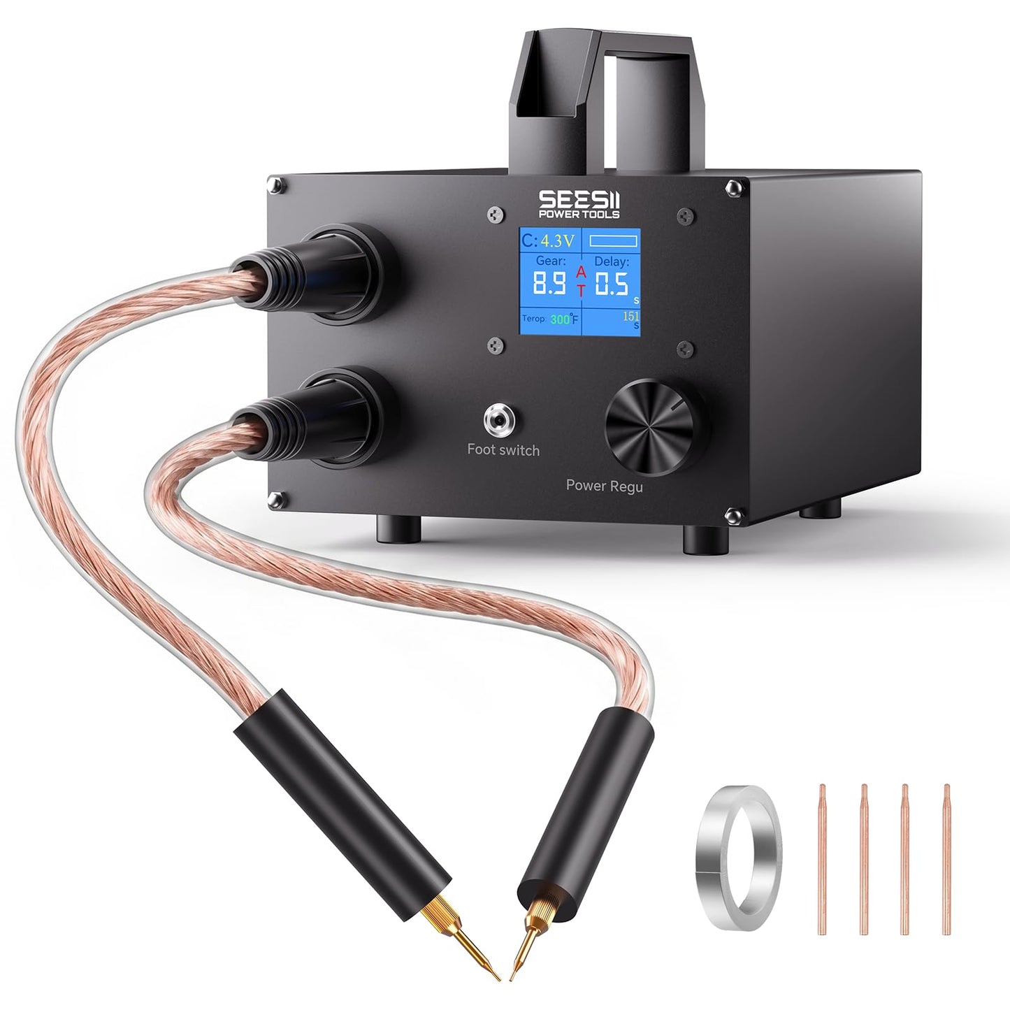 SEESII 10KW Capacitive Battery Spot Welder: 12V Power Supply Available, Spot Welding Machine with Low Internal Resistance, Overvoltage Protection, for Battery Packs DIY & Repair