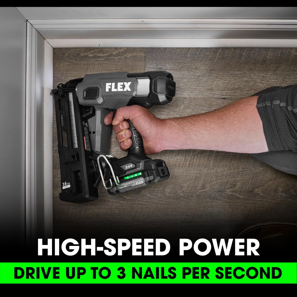 FLEX 24V Brushless Cordless 16 Gauge 1-1/4-inch to 2-1/2-inch Angled Finish Nailer Tool Only, Battery and Charger Not Included - FX4321A-Z