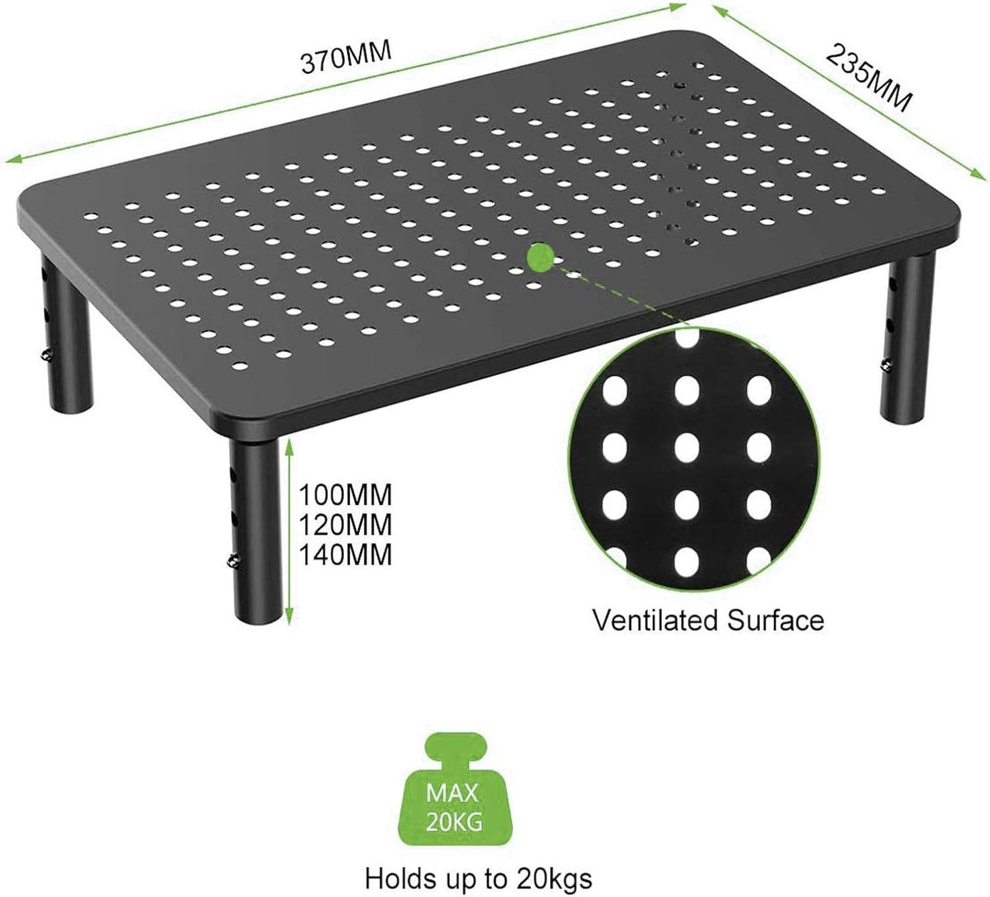 Riser,3 370X235MM 2 Packs,Black Bracwiser Monitor Stand Level Height Adjustable Desktop monitor stand for Computer