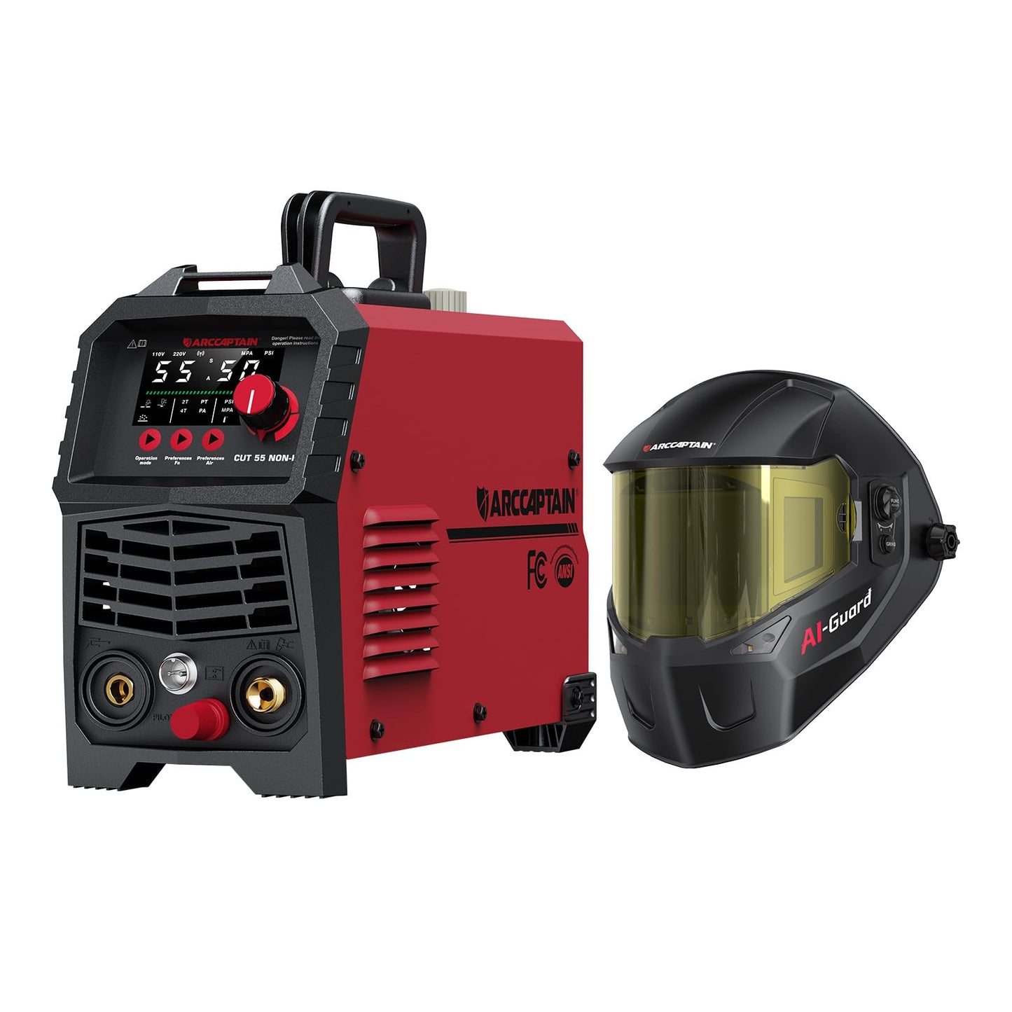 ARCCAPTAIN 55A Plasma Cutter and Intelligent Auto-Shade Welding Helmet