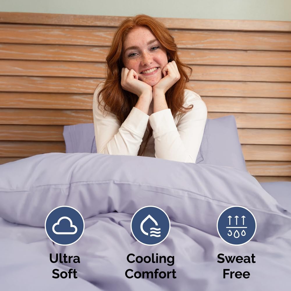 RV Short Queen Sheet Set - Soft, Breathable & Cooling 4-Piece Bedding | Fits 8” to 12” Mattresses - Light Lavender