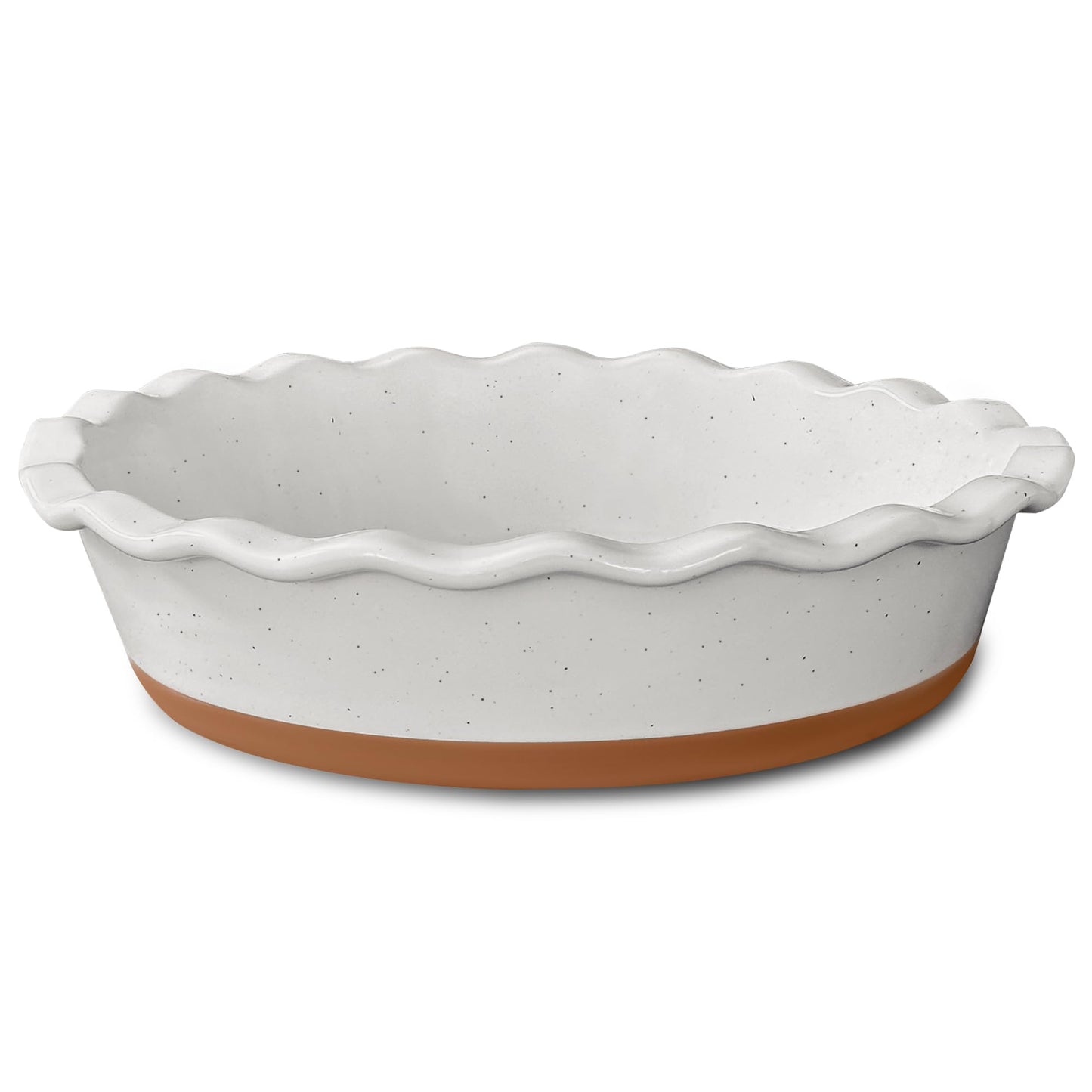 MORA Ceramic Pie Pan for Baking - 9 inch - Deep and Fluted Pie Dish for Old Fashion Apple Pie, Quiche, Pot Pies, Tart, etc - Modern Farmhouse Style Porcelain Ceramic Pie Plate - Vanilla White