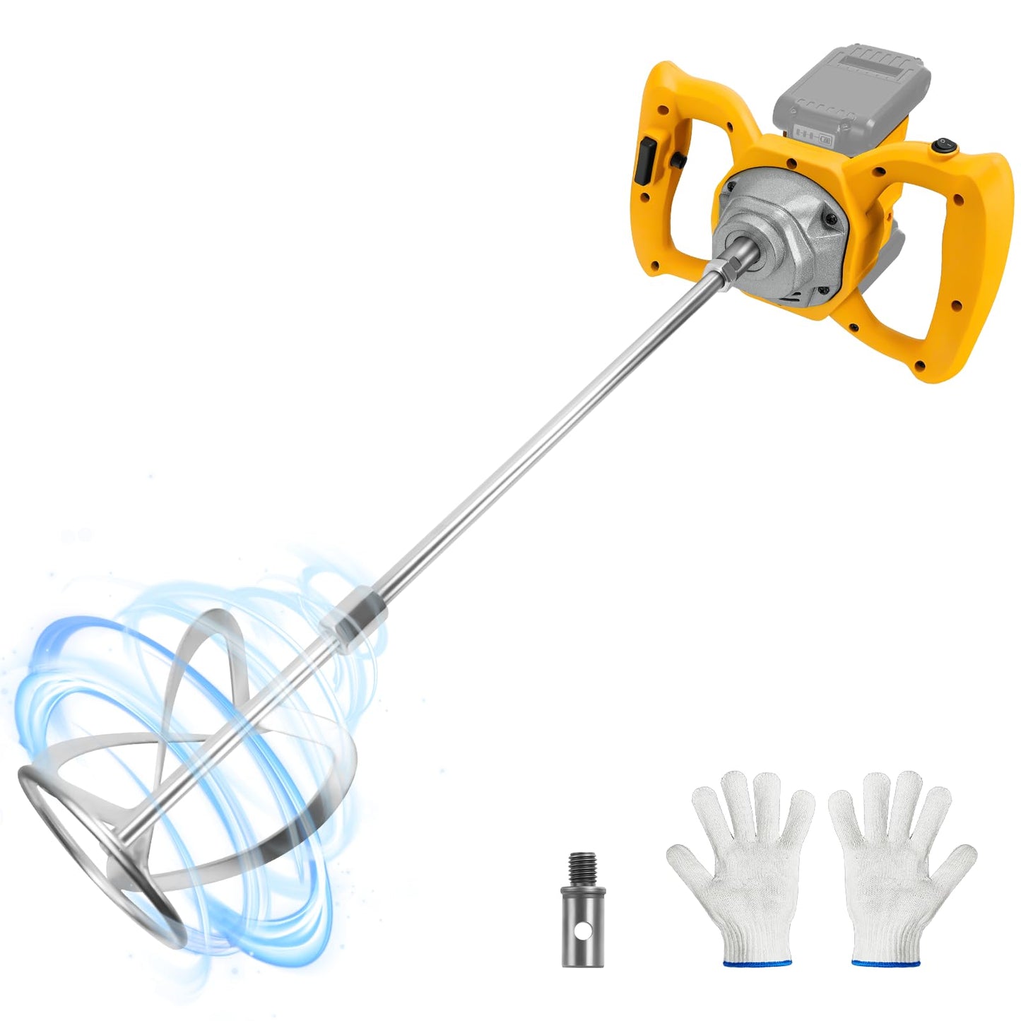 Cordless Cement Mixer, for Dewalt 20V Battery, 1200W Handheld Electric Concrete Mixer, 6 Adjustable Speed Mud Mixer for Fodder,Paint,Glue,Meat,Putty,Cement
