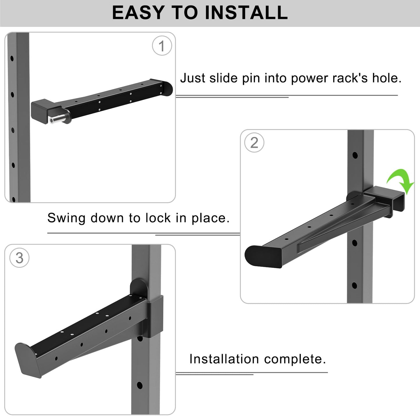 Lifeswell Heavy Duty Safety Spotter Arms for 2" x 2" Power Rack with 5/8" or 1" Holes, Adjustable Barbell Catch with Rubber Pad, 500lbs Capacity, Fits Squat Rack & Power Cage