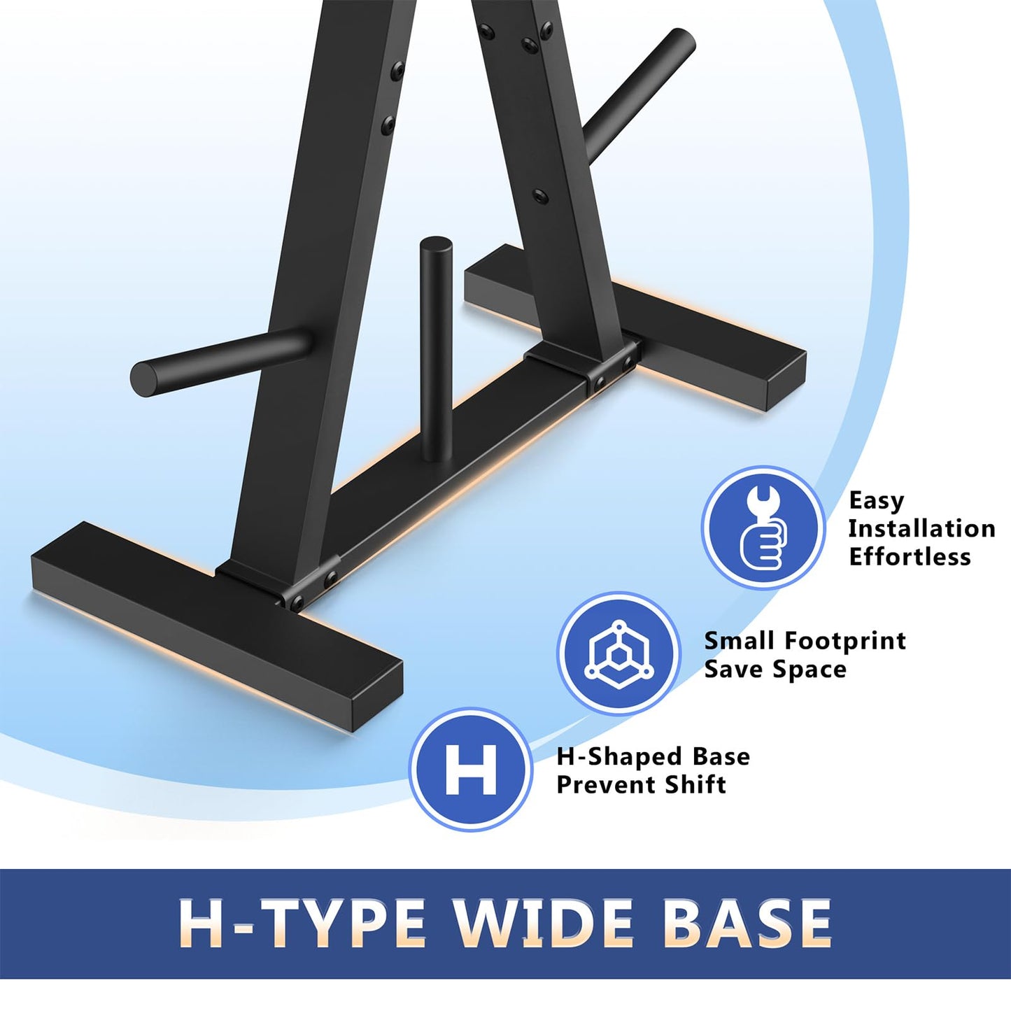 Weight Plate Rack, Weight Tree, 1-Inch Home Gym Storage Stand, Holds 300 lbs