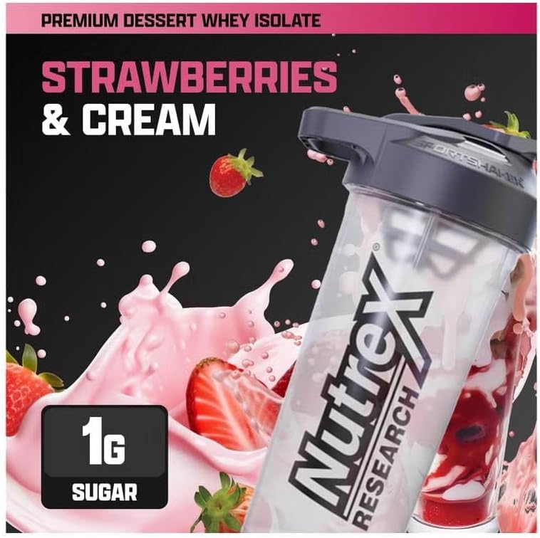 Nutrex Research IsoFit Whey Protein Powder Instantized 100% Whey Protein Isolate (70 Servings, Strawberries & Cream)