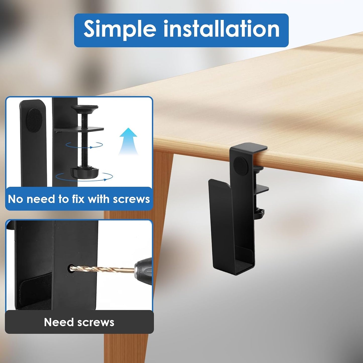 ZJRDYYK Desk Side Storage Organizer, Hanging Desk Side Laptop Holder, Vertical Laptop Stand Holder, Computer Desk Side