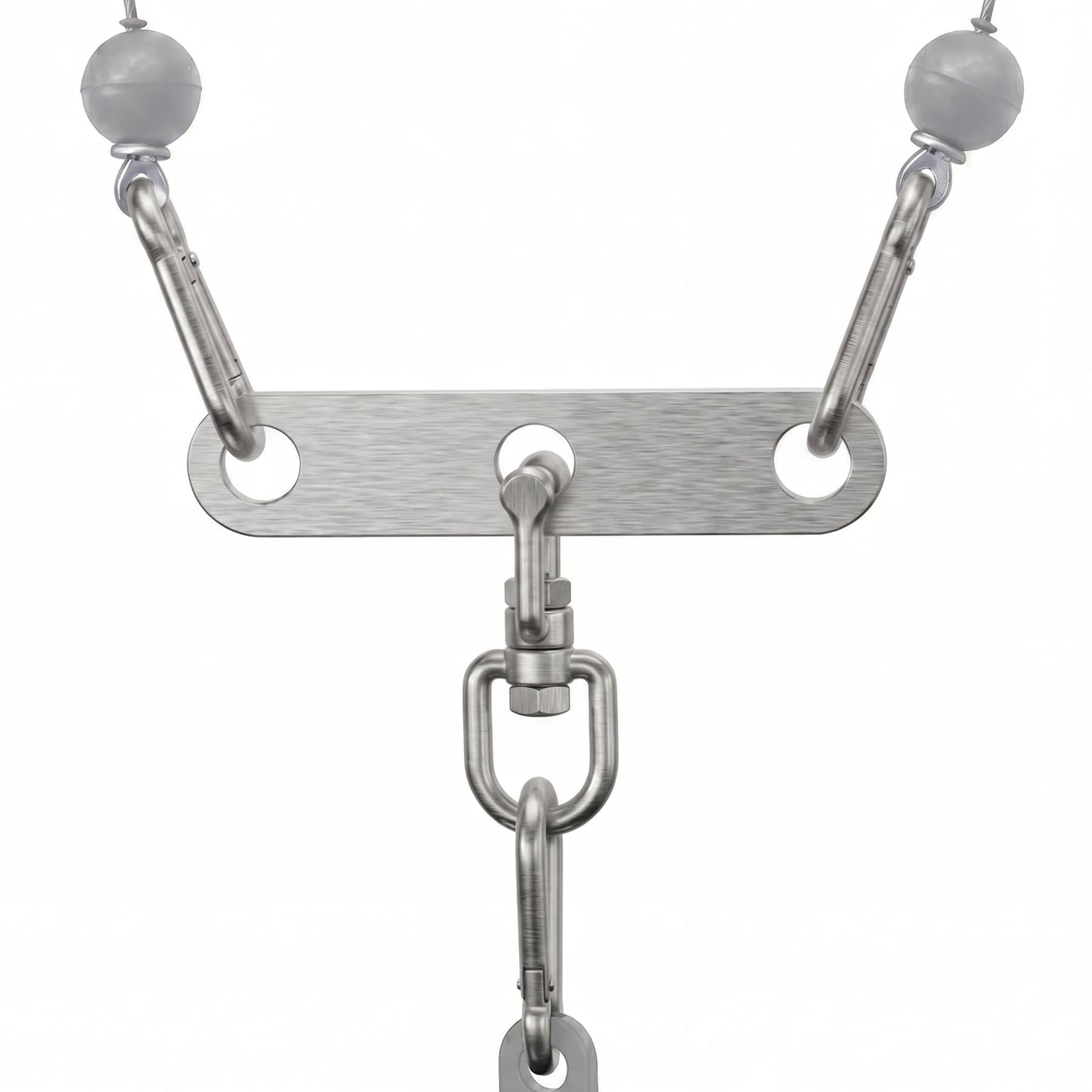 Stainless Steel Double to Single Pulley Adaptor Plate with Swivel for Cable Machine – Fitness Dual Pulley Connector with 3 Carabiners for LAT Pulldown, Triceps Pushdown, and T Bar Row Accessories
