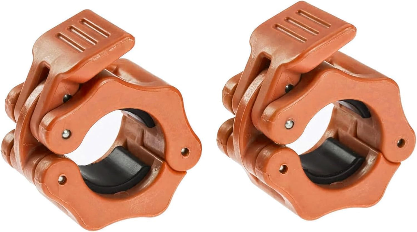 Hacuba Fitness 1 Inch Barbell Clamps - Quick Release Pair of Locking 1'' Diameter Standard Bar Weight Plates Collar Clips for Workout Weightlifting Fitness Training Bodybuilding (Orange)
