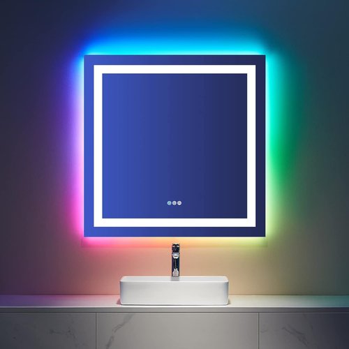 LOAAO LED Bathroom Mirror - 36" x 36" Anti-Fog, Dimmable & RGB Backlit | Stylish Vanity Mirror with Memory Function