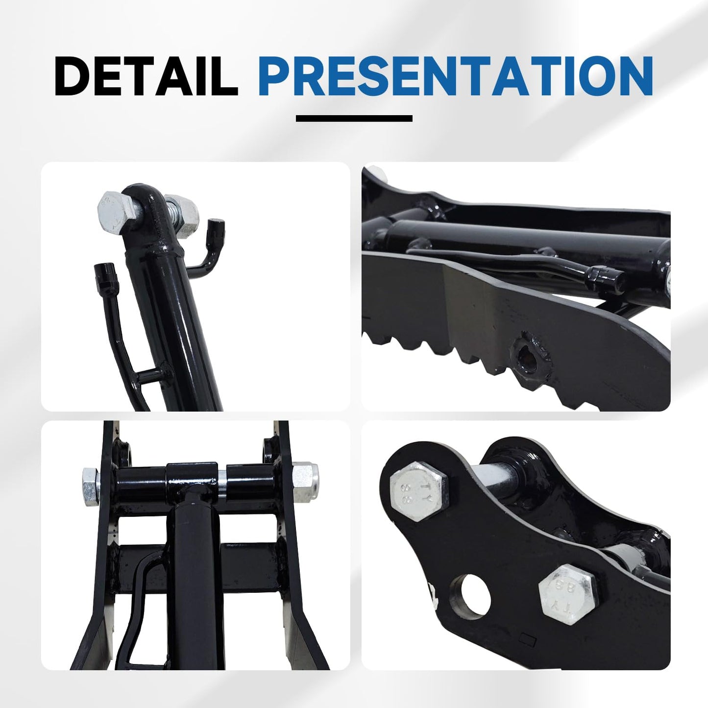 Hydraulic Thumb Holder for Small Excavator Attachments, Metal Grab Thumb Holder with 2*M14 Hose, for Single Hole Hydraulic Thumb Holder, no L-Bracket, with 2* M14-M16 Converter