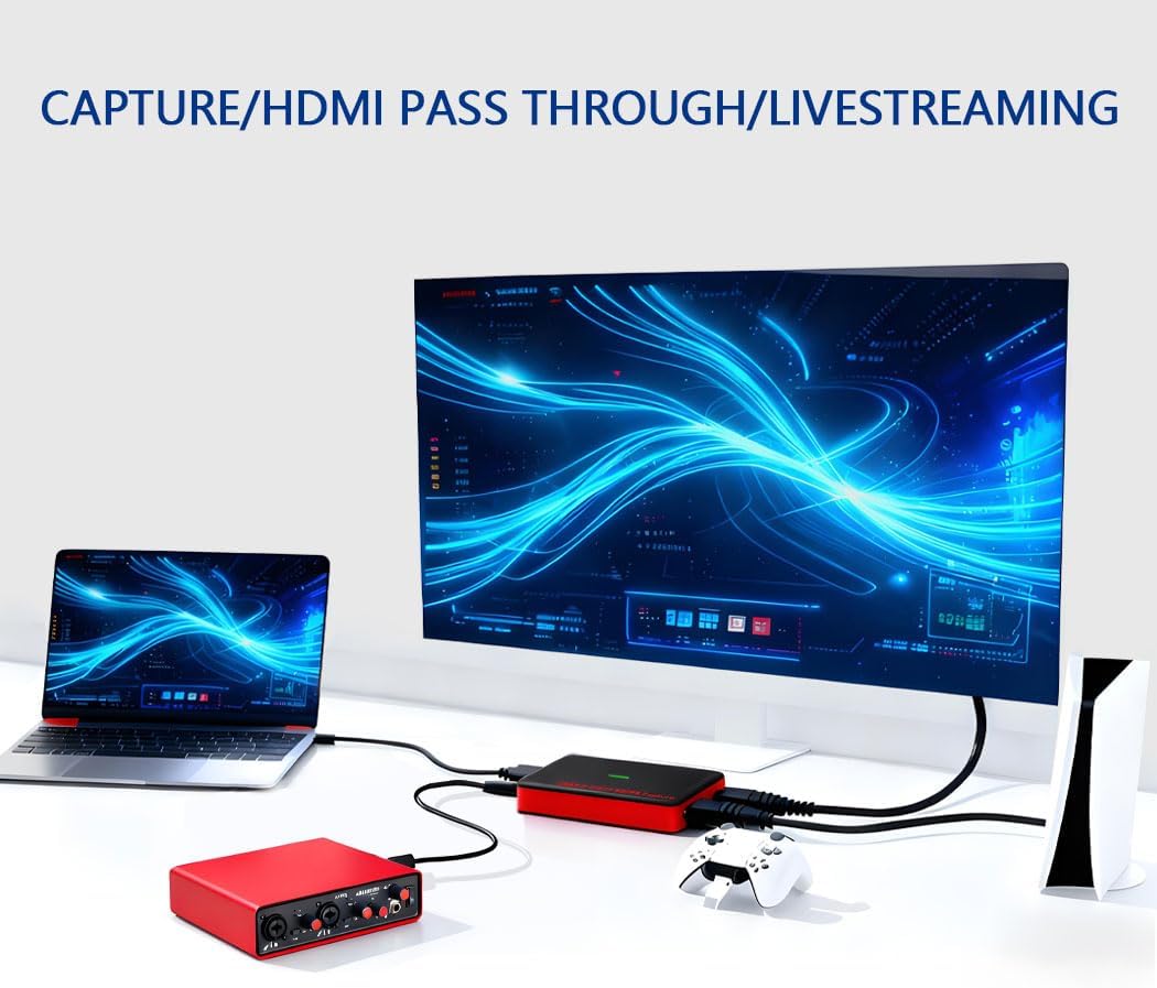 SOGTICPS 4K30 1080p60, 3.2 1 3.5 mm PS5/Xbox/Switch/DSLR/iPad HDMI Game Capture Card USB Gen Type-C & USB-A, Zero-Lag