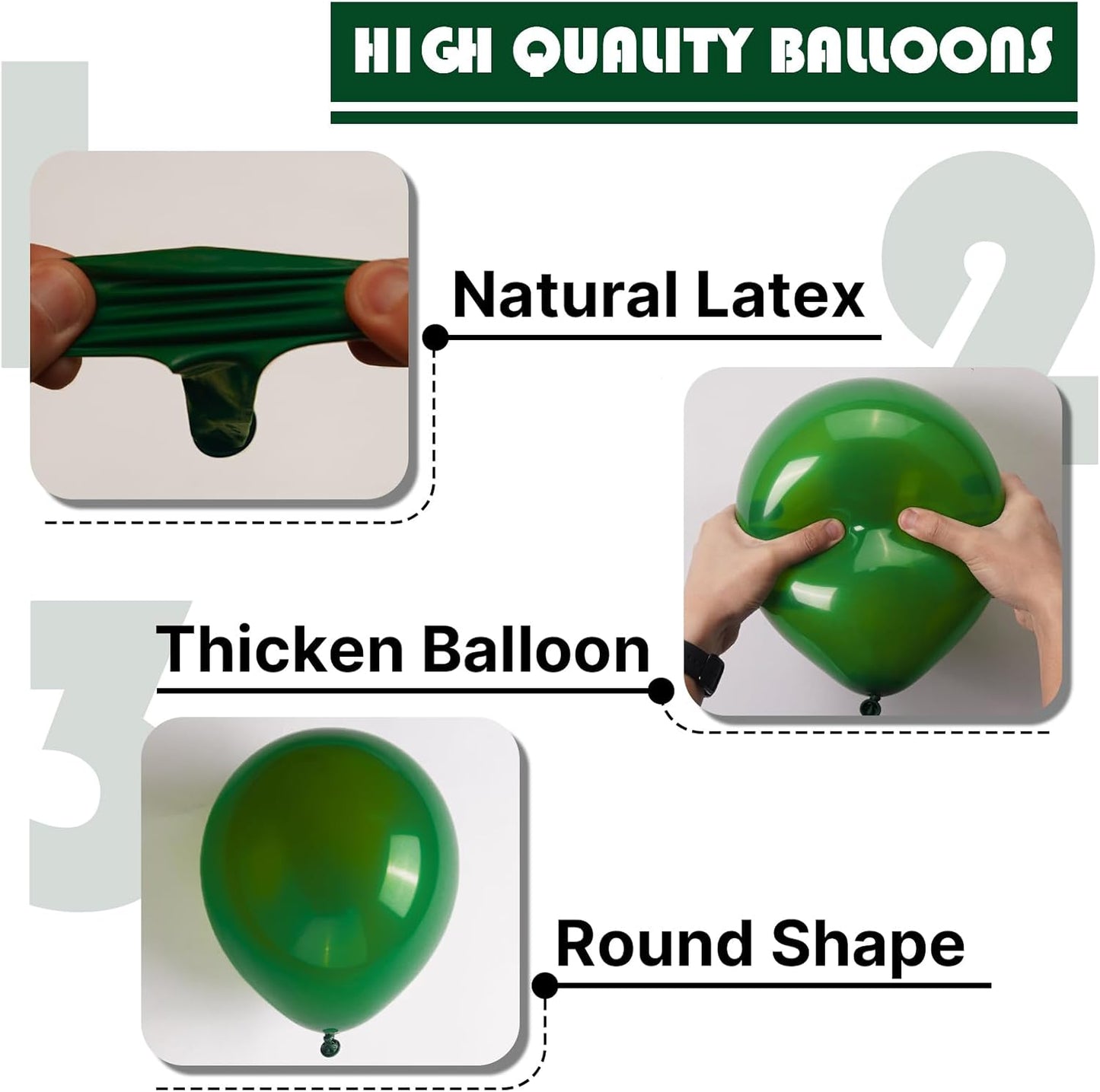 PartyWoo Green Balloons - 140-Piece Dark Green Balloon Arch Kit for Birthday & Graduation Decor | Various Sizes 5-18 Inches