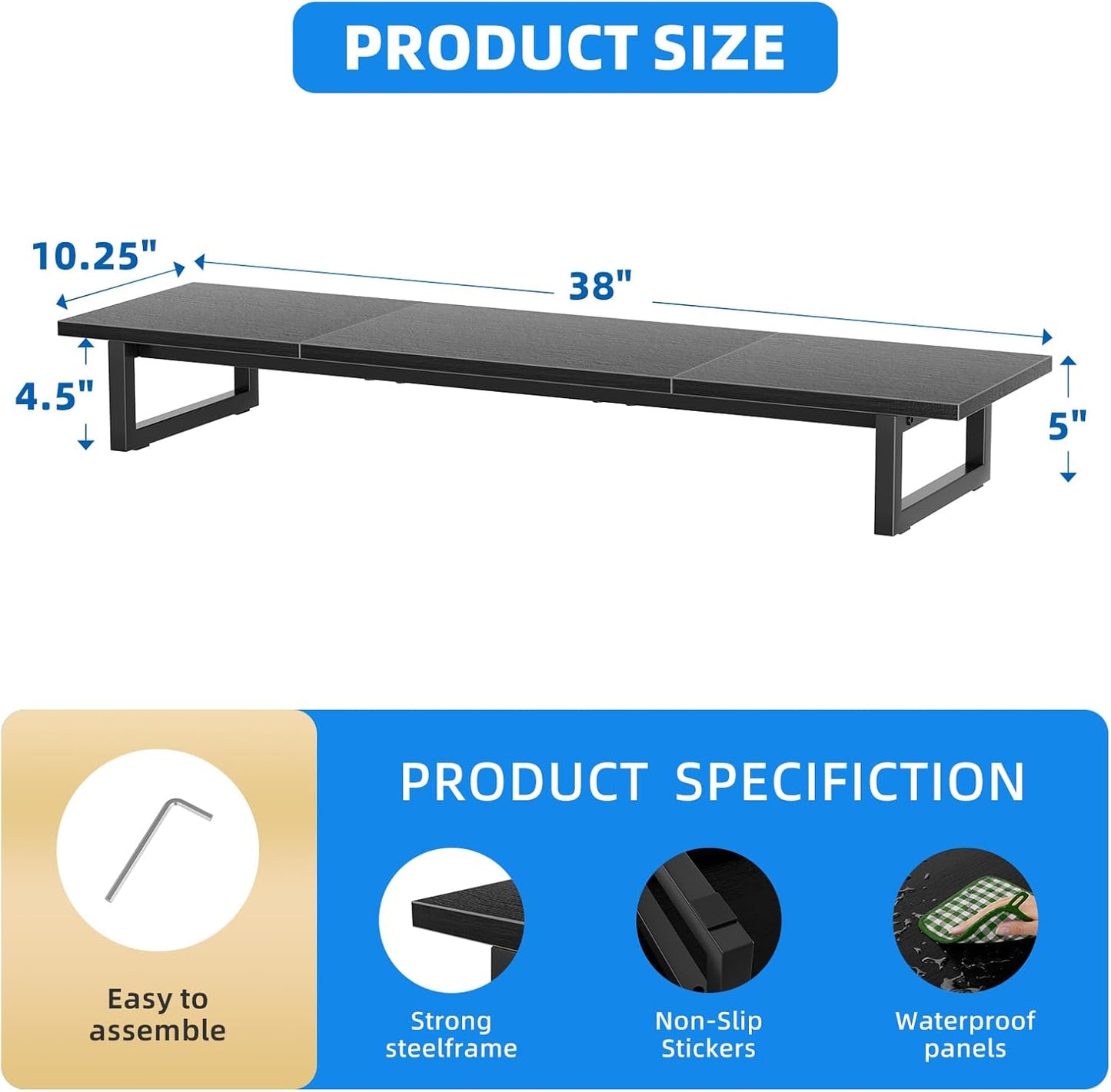 2 Simple Trending Desk Organizers and Accessories, Dual Monitor Stand Riser, Desk Shelf Wood Computer Rack