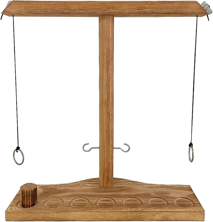 Ring Toss Games for Adults,Wooden Hook and Tossing Game,Hook and Ring Games 2-4-Player PK, Ring Hook Game with Ladder (13 inch)