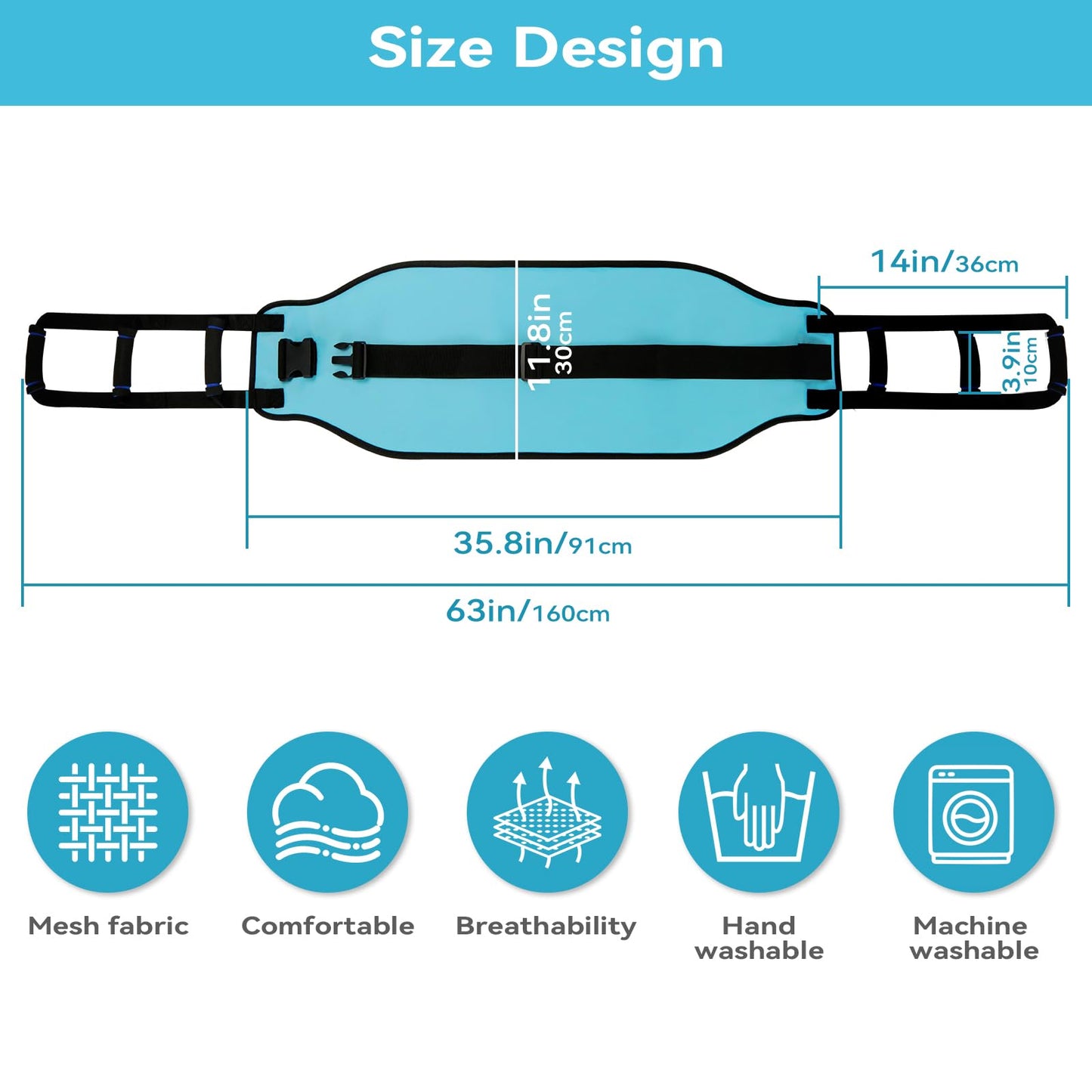 KkaFFe Transfer Sling for Elderly, Padded Assist Gait Belt, Heavy Duty Patient Lift with Straps, Mobility Standing and Lifting Aid for Elderly, Injured, Disabled - Safely Move from Wheelchair and Bed