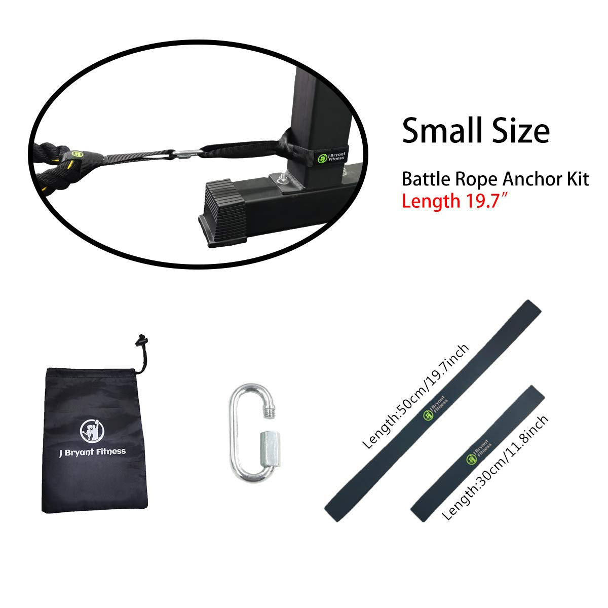 J Bryant Fitness Battle Rope Anchor Strap Kit Accessories Sport for Rope Easy Setup Home Gym Outdoor Muscle Workout Equipment (Small)