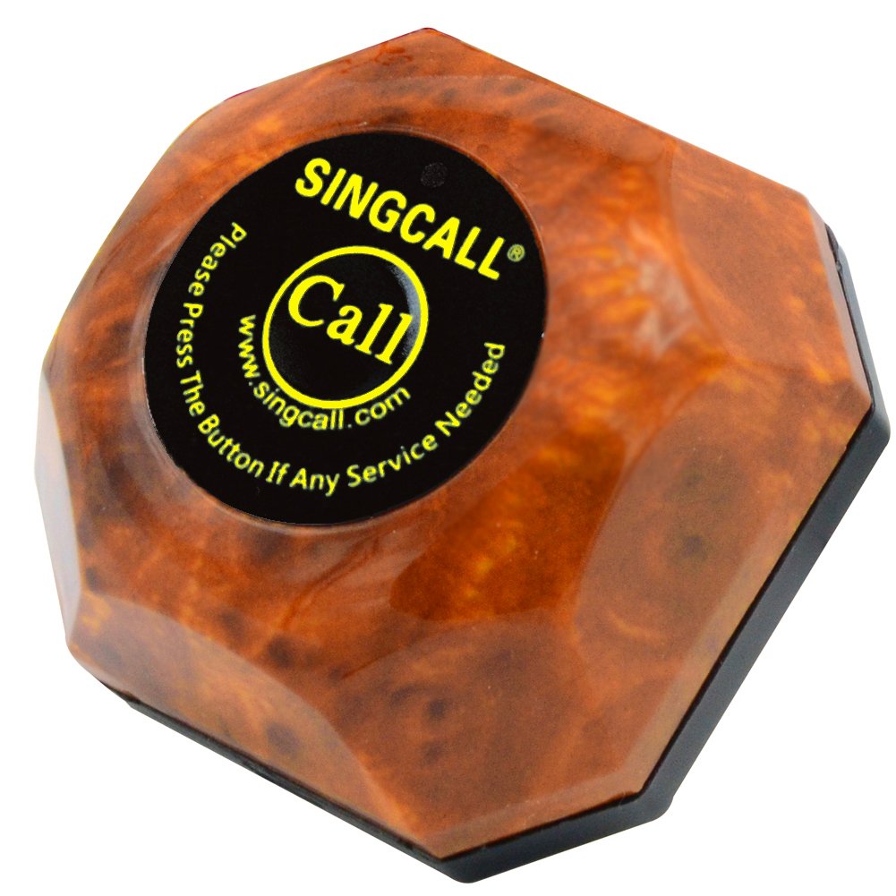 SINGCALL Wireless Restaurant Table Call System, Waiter Caller for Customer Getting Attendant by Pressing a Table Button, Pack 1 Display and 20 Bells
