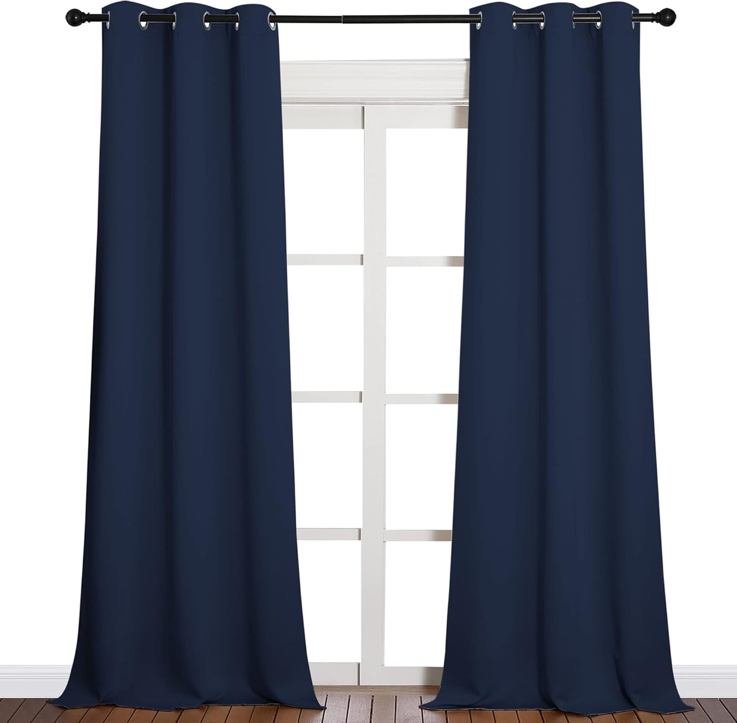 NICETOWN Window Drapes - Long Grommet Top Curtains for Living Room | Navy, 42" Wide x 90" Long, 2 Pieces