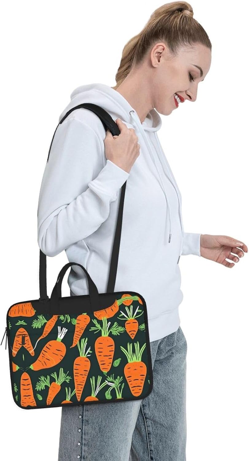 JIPOFD seamless Happy carrot pattern Print Structured Laptop Bag Oxford Cloth Briefcase Padded Shoulder Case with Front