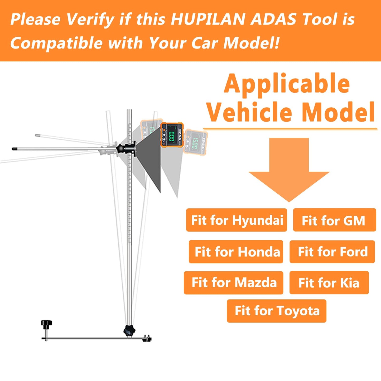 ADAS Calibration Tool 8.07"Outer Edge Reflector for Automobile Light & Heavy Vehicles with Digital Angle Finder, Assist Mirror for Accurate Car Alignment
