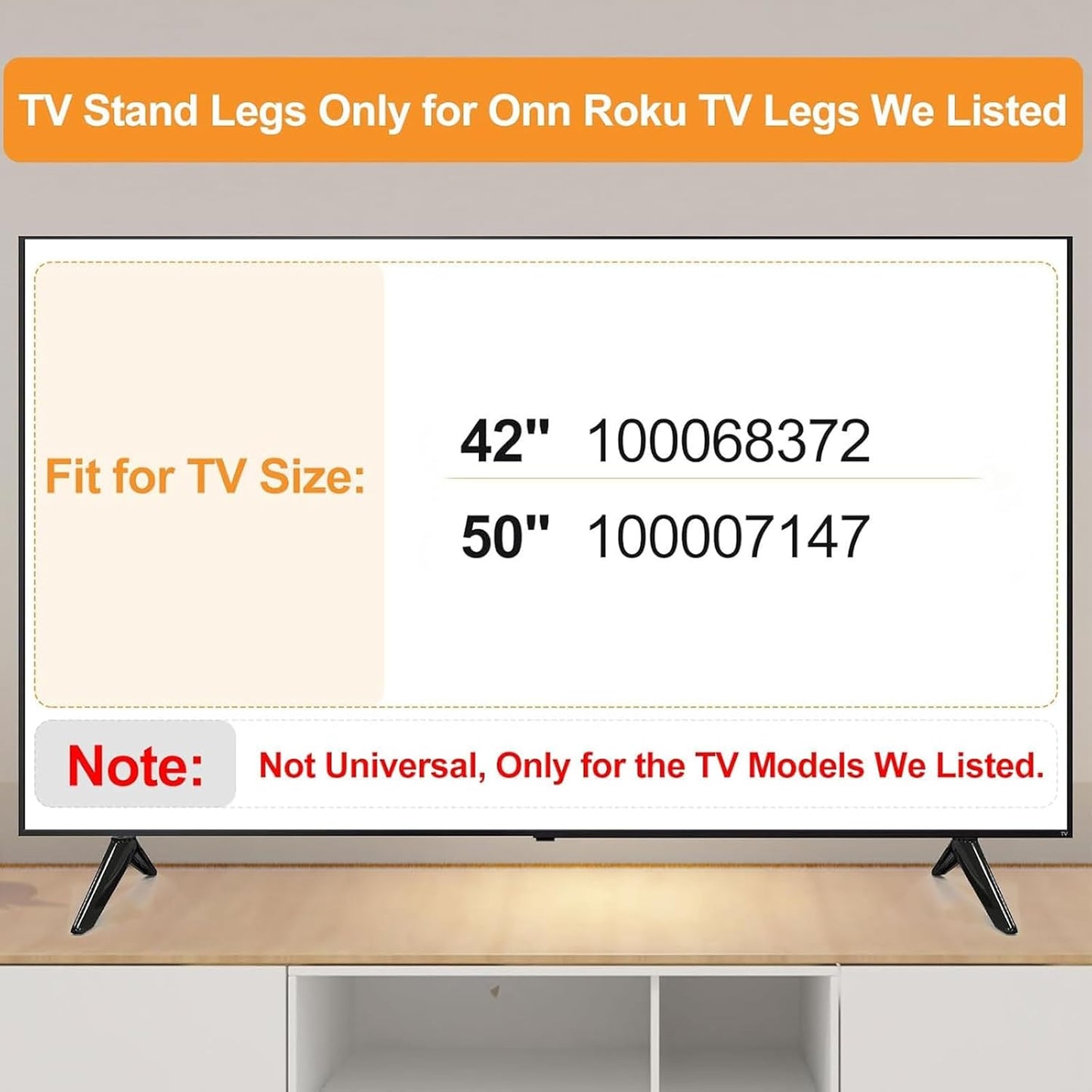 Yaotieci 42" 50" 100068372 100007147 TV Stand Legs for Onn Smart Tv - Only for TV with Screws, Please Check TV Models