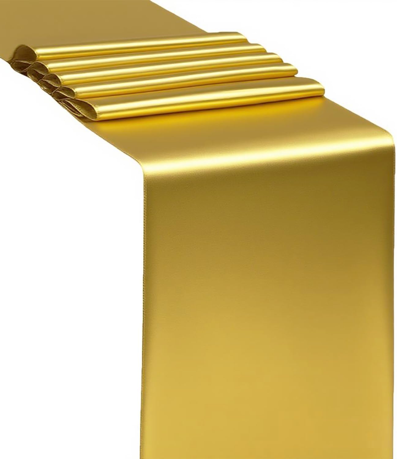 Skiennix Wedding Satin Gold Chair Sashes - 50 Pack Fitted Ribbons for Parties & Events | 7x108 Inches