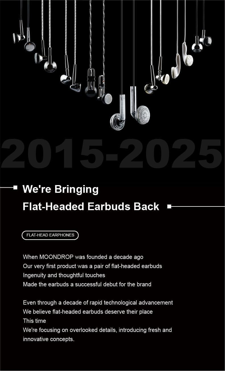3.5mm Moondrop Nice Buds Flat-Headed Earbuds with Stereo Plug (Black Transparent with Mic)