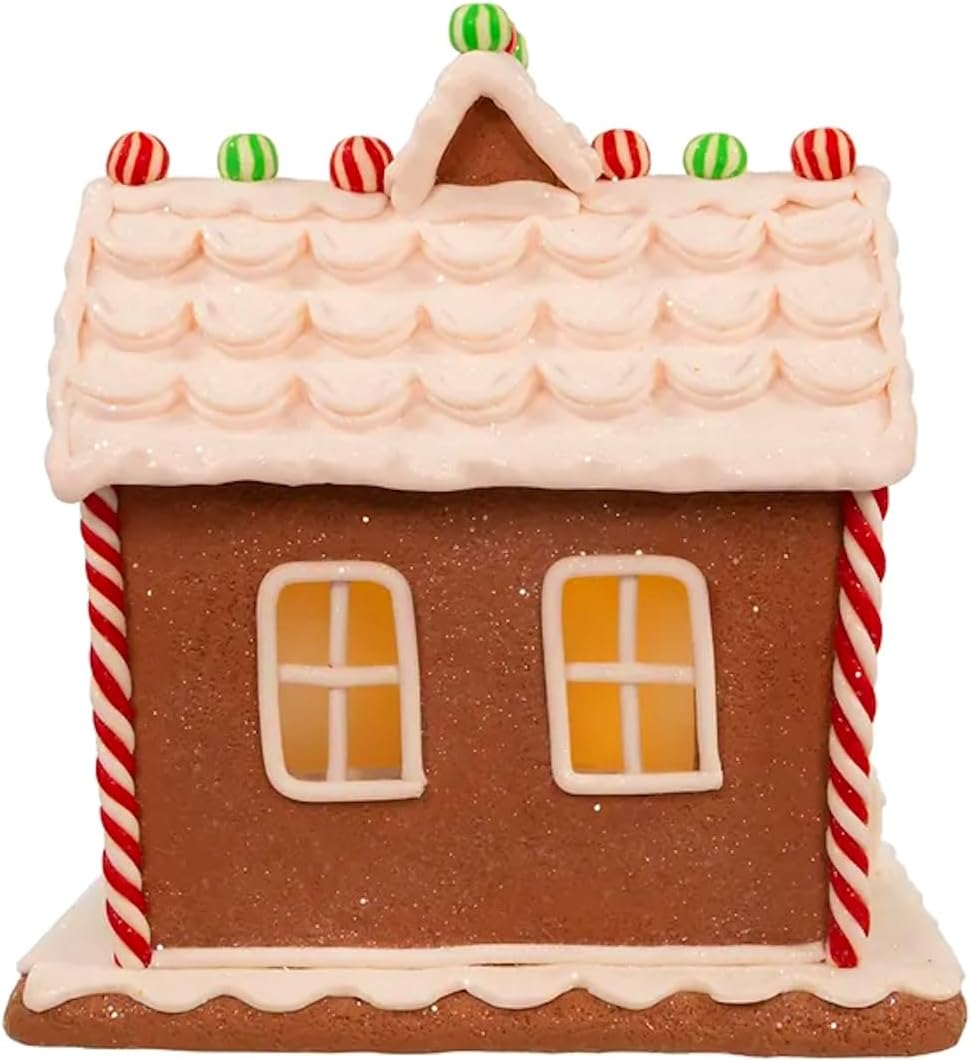 The Bridge Collection Light Up Gingerbread House - Festive Christmas Decor - 9-Inch Holiday Village