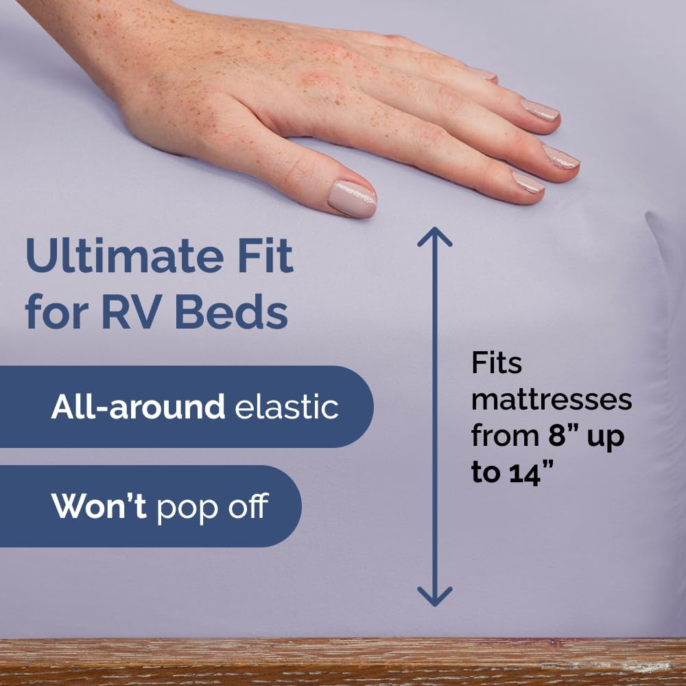 RV Short Queen Sheet Set - Soft, Breathable & Cooling 4-Piece Bedding | Fits 8” to 12” Mattresses - Light Lavender