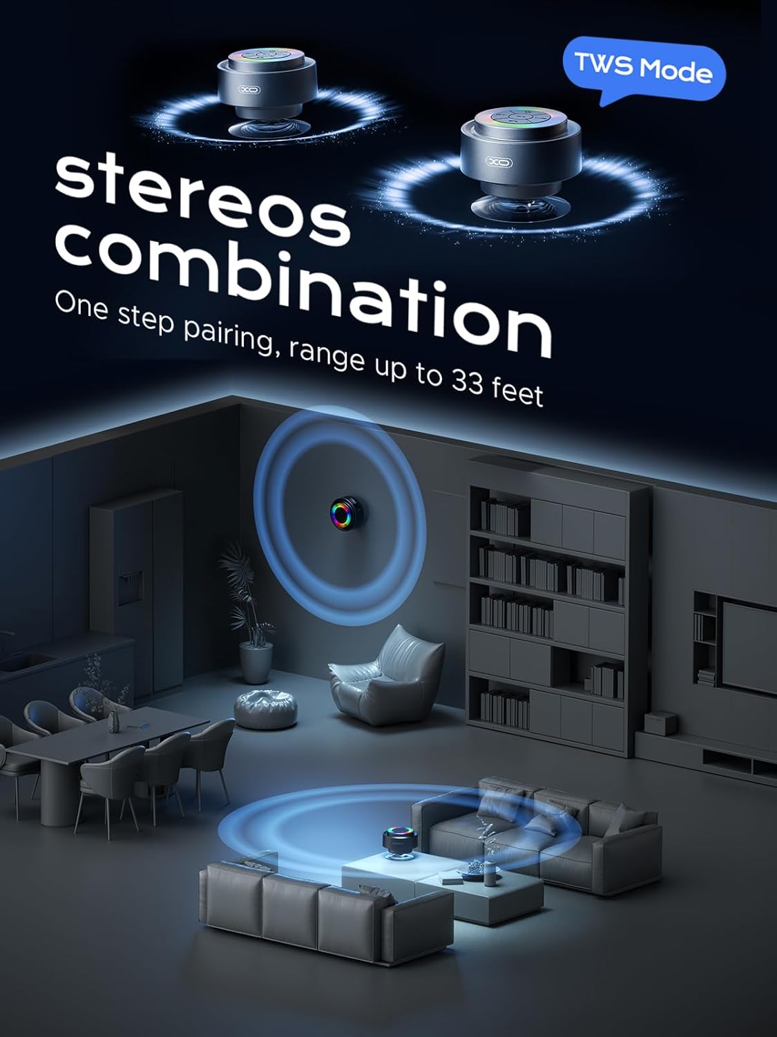 XO Simple is Beauty IP67 Bluetooth Shower Speaker,XO Portable Shower Speakers Waterproof with Suction Cup,Built-in Mic