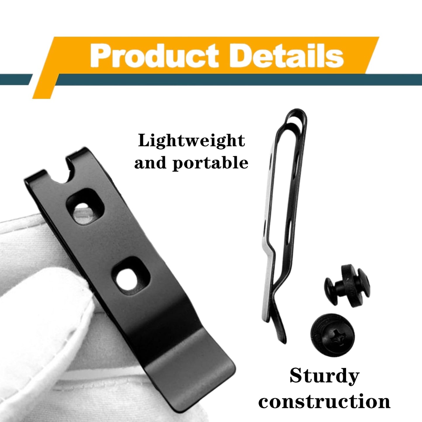 FJYXCHENXM 2 Set Knife Sheath Belt Clip Reliable 420 Stainless Steel Kydex Belt Clip with Screws for Kydex Sheath, Black