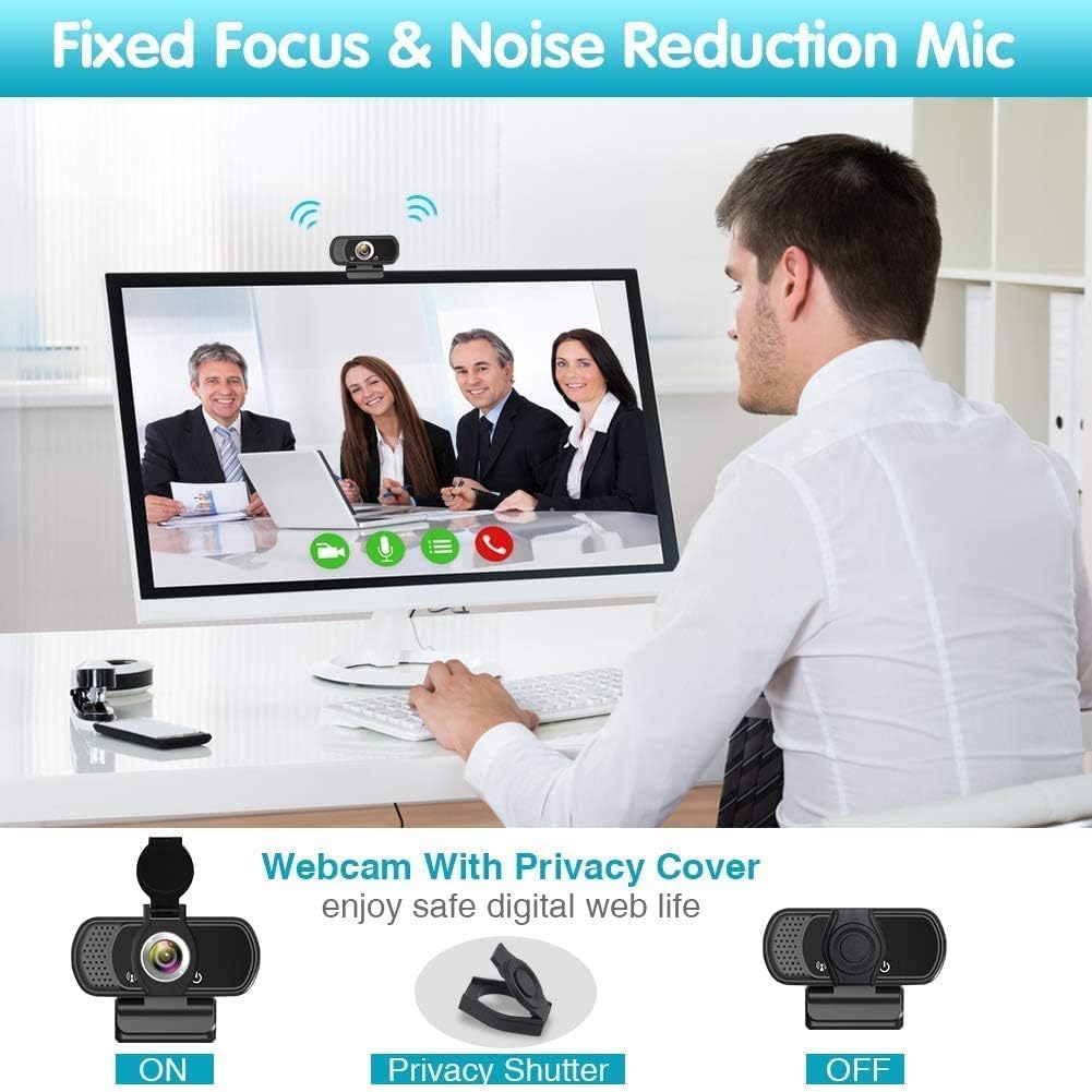 ZIQIAN 1080p 110 2,Video Webcam HD ,Live Streaming HD Camera with Stereo Microphone, PC Desktop or Laptop USB Webcam