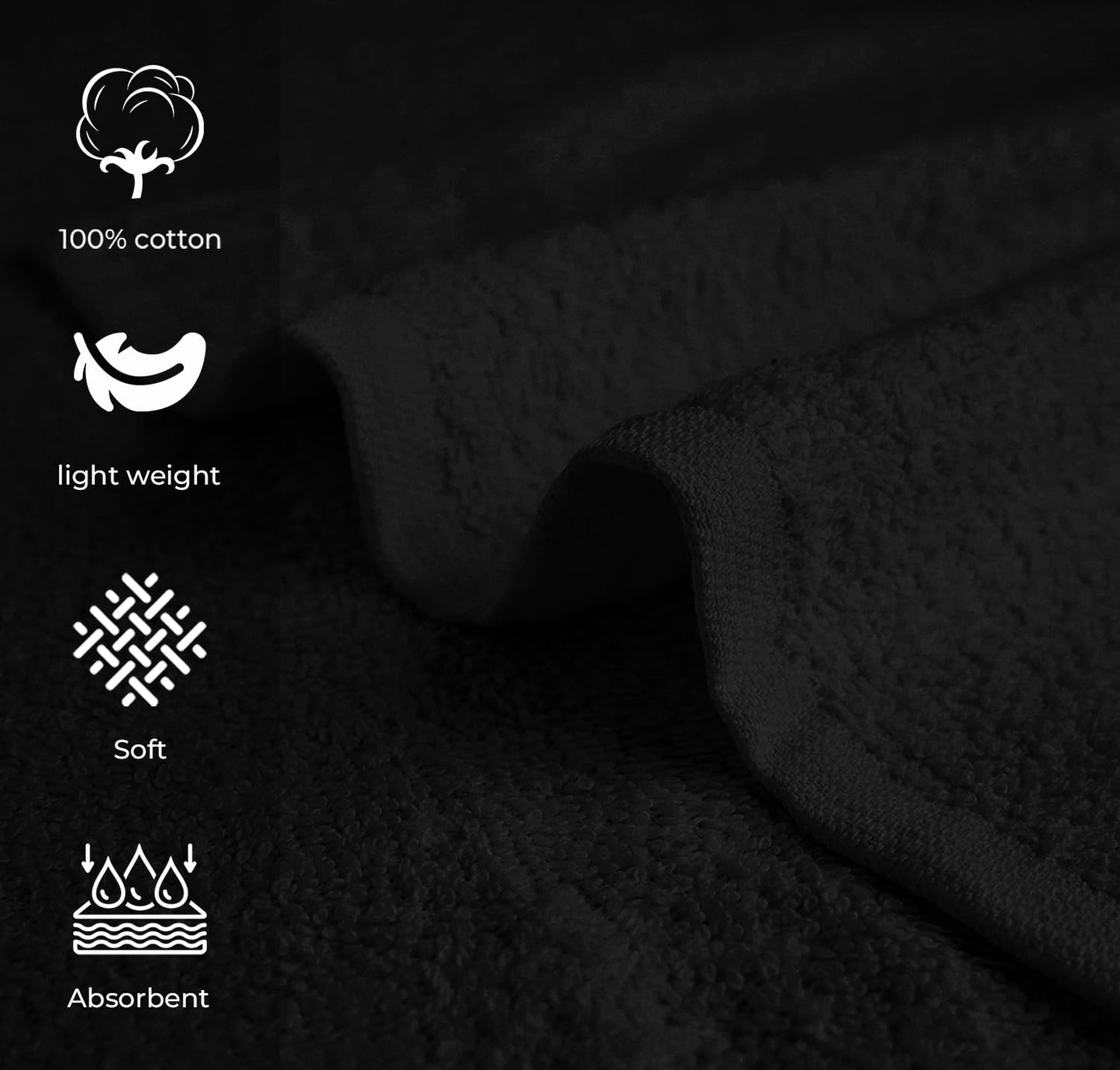 Avalon Towels Salon Towel - Black Hand Towels Bulk Pack of 24 - 100% Cotton Absorbent Spa, Facial & Gym Towel for Working Out - 16x27 Inches (Not Bleach Proof)