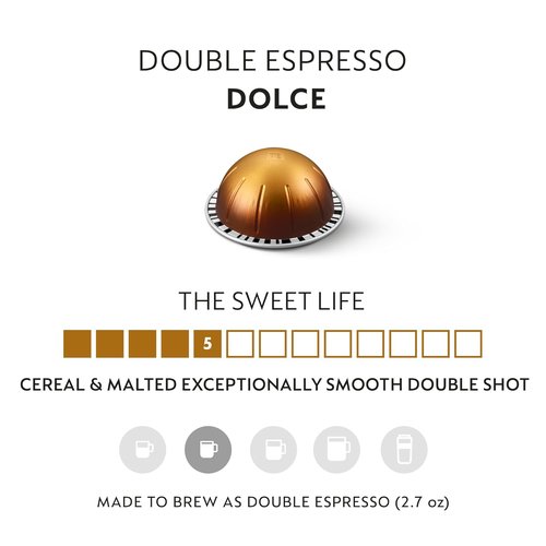 Nespresso Vertuo Double Espresso Dolce Capsules - 30-Count Espresso Pods | Brews 2.7 oz.