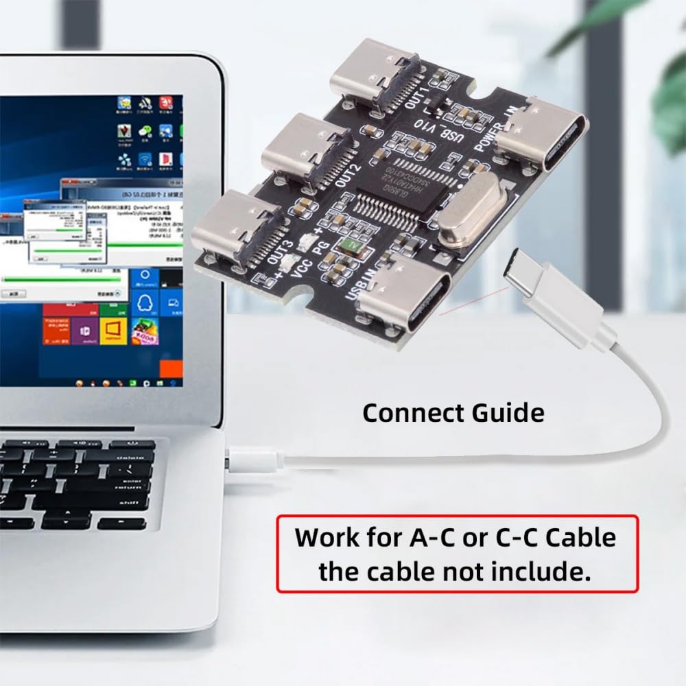 cablecc 2.0 1-to-3 3-Port USB-C HUB PCBA USB-C to hub Board Power Supply (Without housing) Type-C for Keyboard Mouse