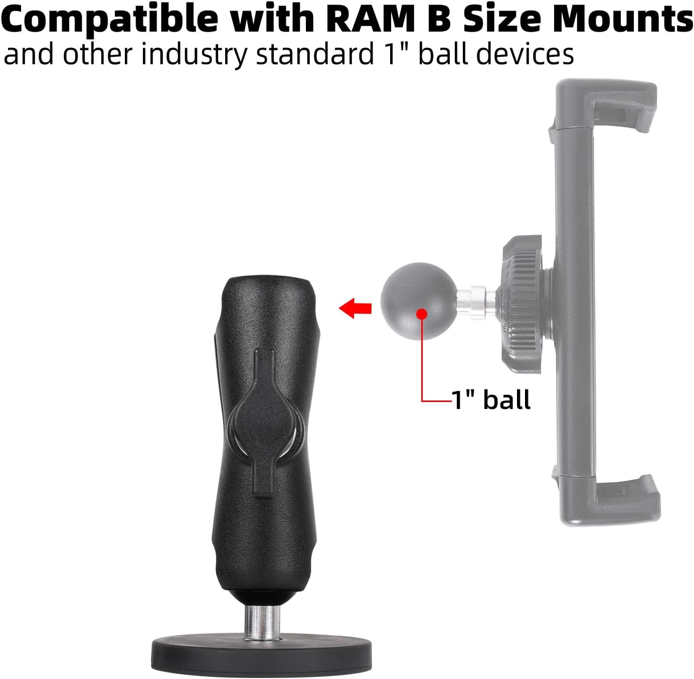 FPN 66mm 25mm /1 inch 3.54" Diameter Round Heavy-Duty Magnetic Base Mount with Rubber Coating Ball & Double Socket Arm