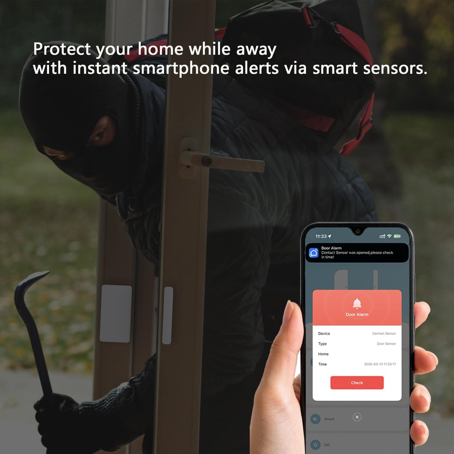 EACHHAHA Mini Door Sensor, Wireless Door Window Sensor for Home Automation, Works with APP, Zigbee Door Sensor, No Hub