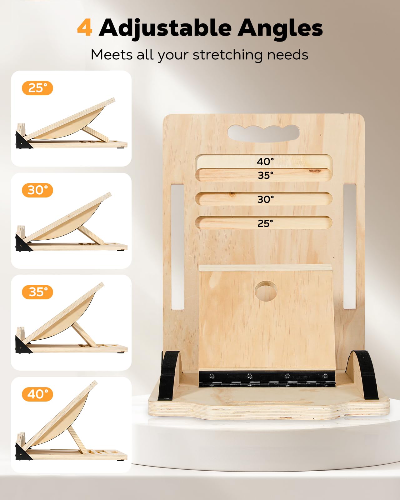 MoKo 2-in-1 Wooden Slant Board & Balance Board, 4 Adjustable Inclines Calf Stretcher for Knees, Ankles, Heels, Feet and Legs, Non-slip Stretch Boards Support up to 220lbs
