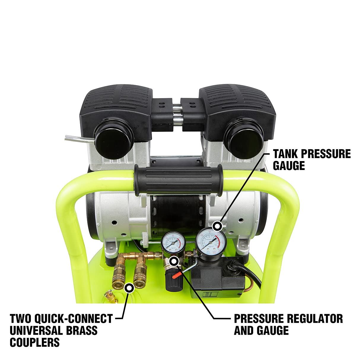 Flexzilla Portable Air Compressor with Quiet Technology, 2 HP, 10 Gallon, Industrial Grade Pump - CB20100F