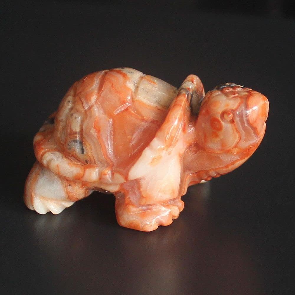 Skiennix Hand Carved Gemstone Crystal Quartz Turtle Figurine | Unique Home Decor Accent