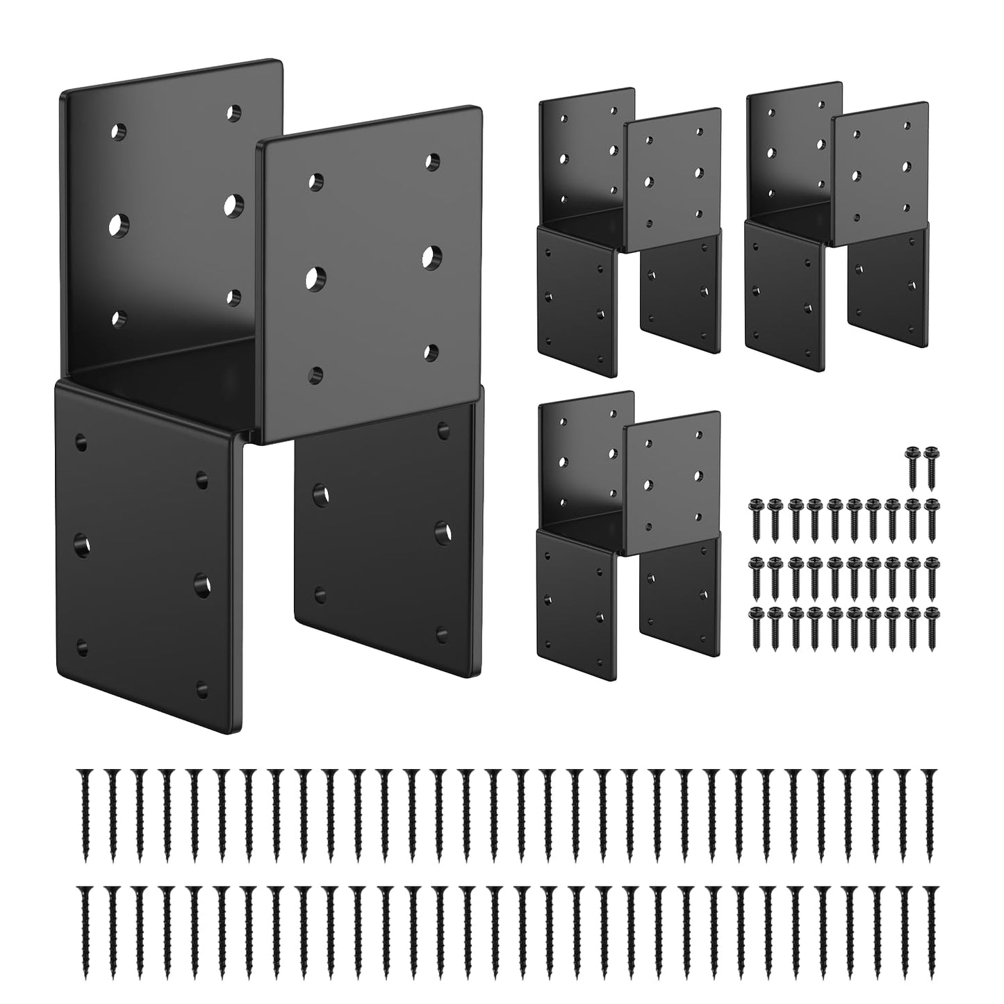 4 Pack 4x4 Heavy-Duty Post Caps Tie Bracket(Actual 3.5"x3.5"), High-Carbon Steel Wood Beam Support, Beam-Hanging Fixtures,Steel Post Anchor Connector, for Gazebo, Deck & Porch Post to Beam(Black)