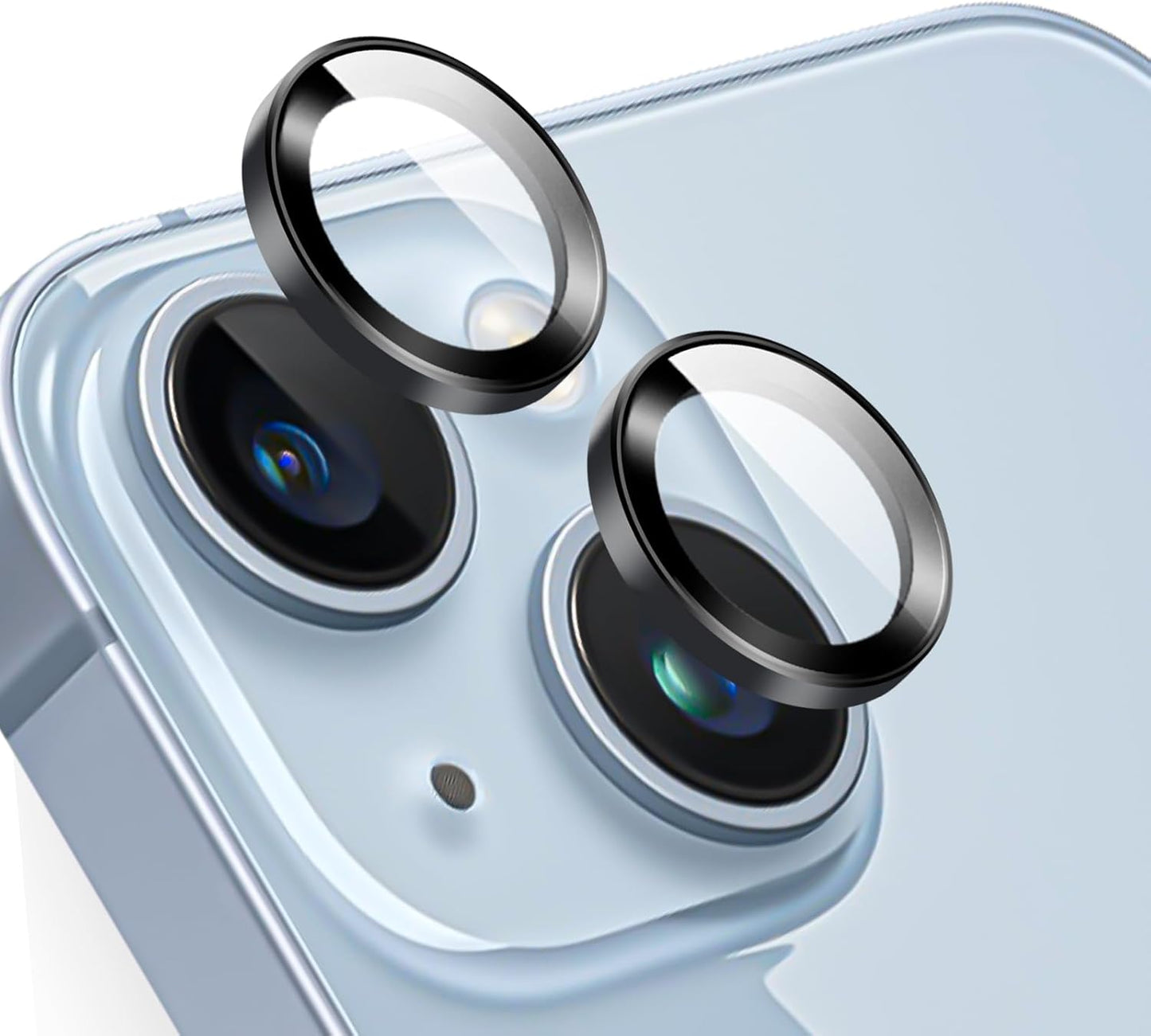 14 14 9H TENOC Camera Lens Protector for iPhone & iPhone Plus, Tempered Glass Camera Screen Cover, Black Metal