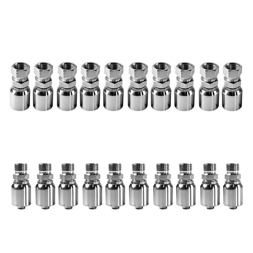 FUZIDDN 50Ft 1/2 Inch Hydraulic Hose & Fittings Kit, 20PCS JIC 37° & NPTF Fittings, 5800 PSI High Pressure Hydraulic Hose, Replacement for Excavator, Tractor, Loader Hydraulic System Repair