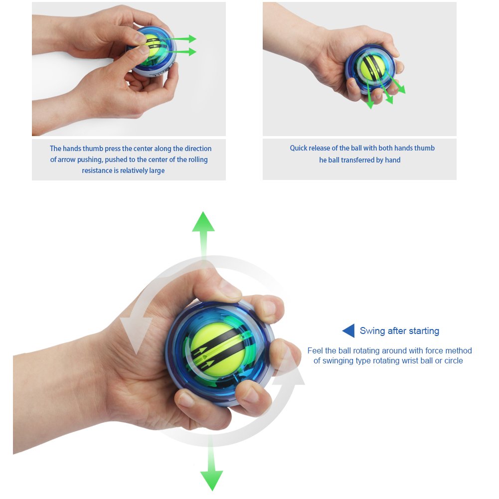 Parallel Halo Power Wrist Ball AUTO Start Gyro Ball with LED Lights Forearm Exerciser Wrist Strengthener for Strengthening Muscle and Bones