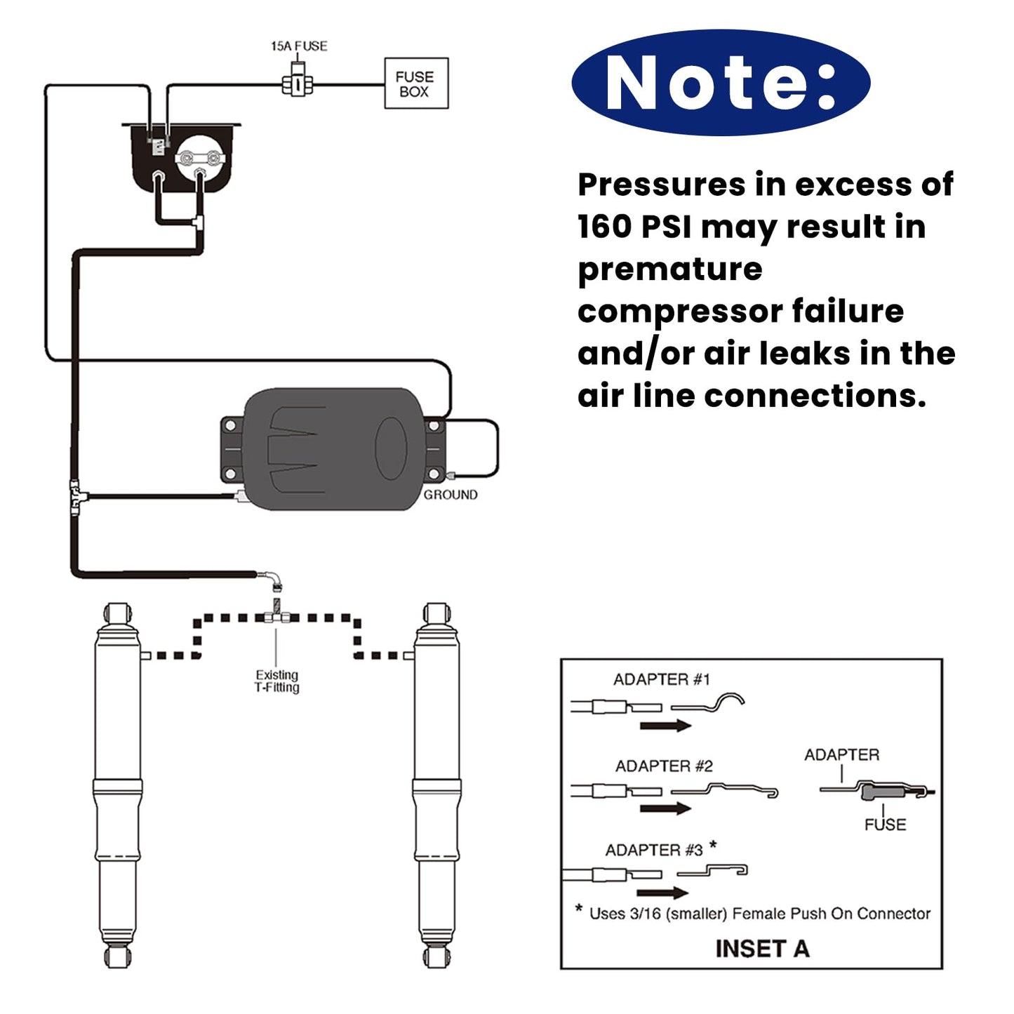 KEIYSHOLCK 25804 On Board Air Compressor System Air Shock Controller Air Compressor and Air Pressure Gauge Air Line T Fittings for Ram/Chevy/Ford/Silverado/GMC Trucks Vans