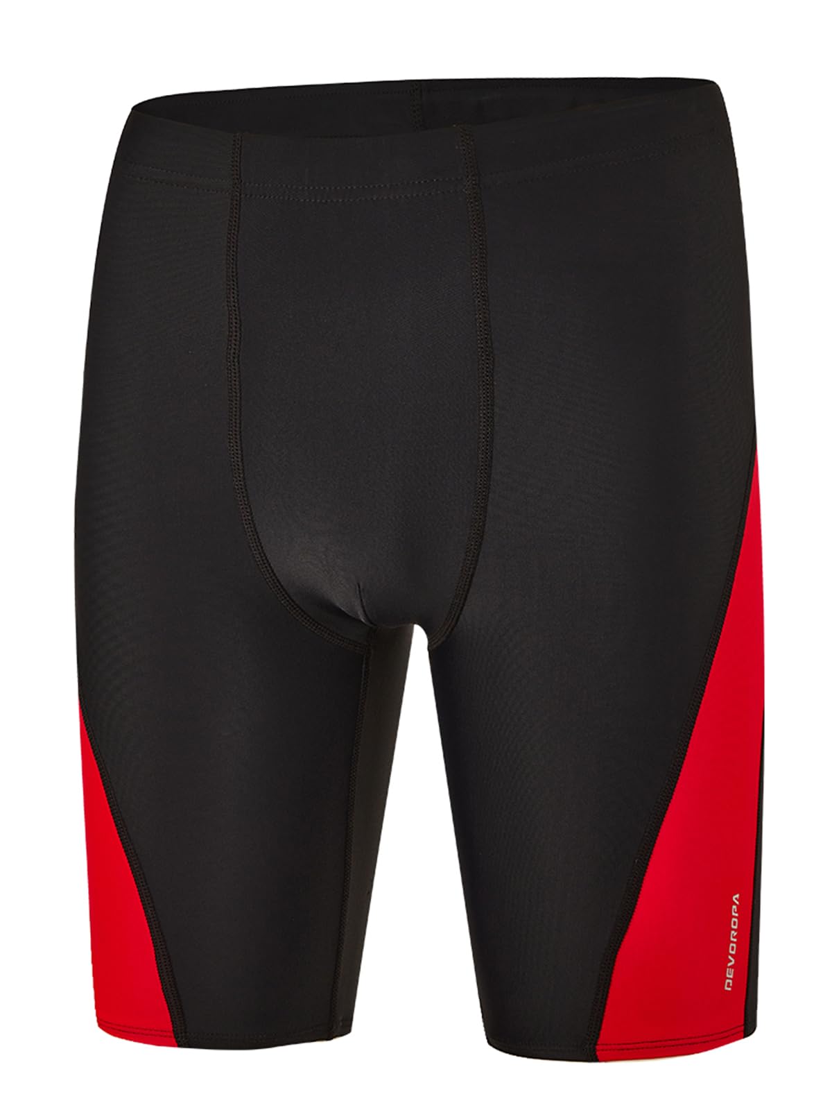 DEVOROPA Boys' Swim Jammers Youth Competitive Swim Team Suit Quick Dry Athletic Swimming Shorts UPF 50+ Black/Red L
