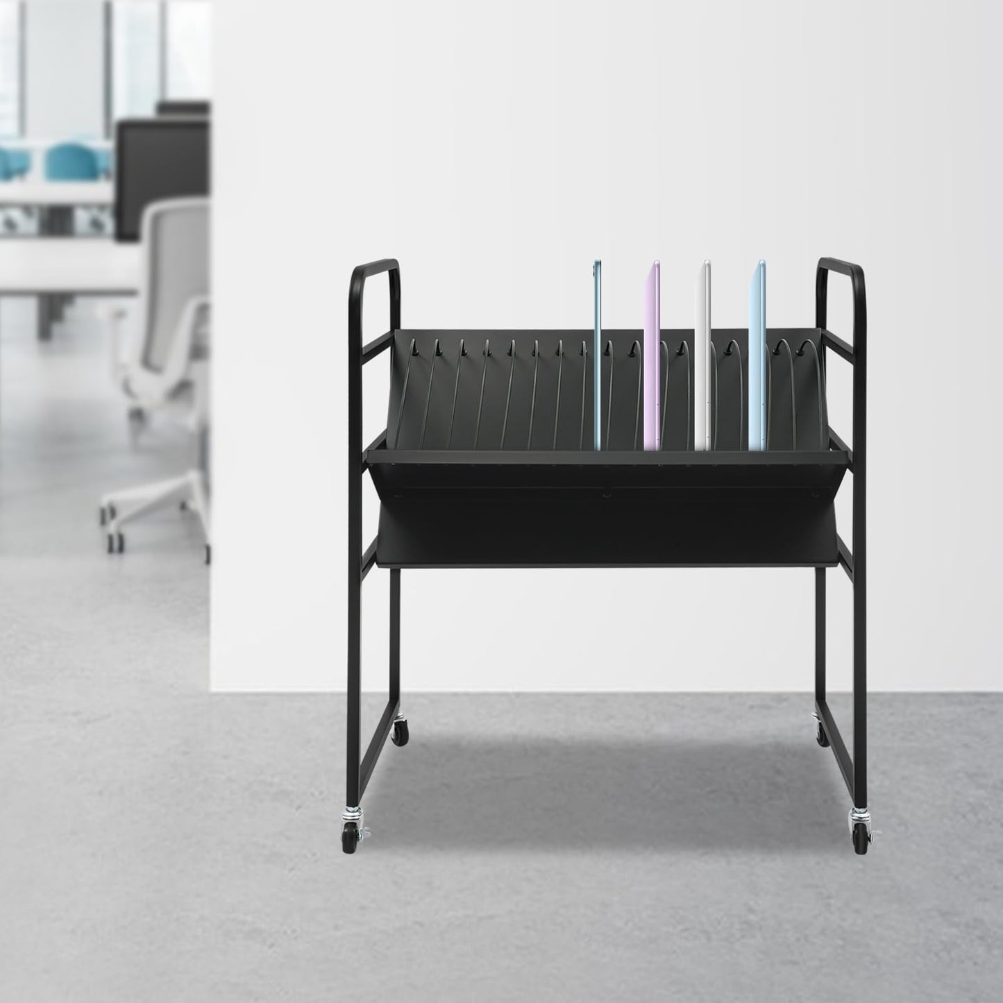 Bulelula 16-Bay Laptop and Tablet Open Charging Station, Tablet Mobile Charging Cart Storage Cart Up to 14in Screen Size for Office Classroom