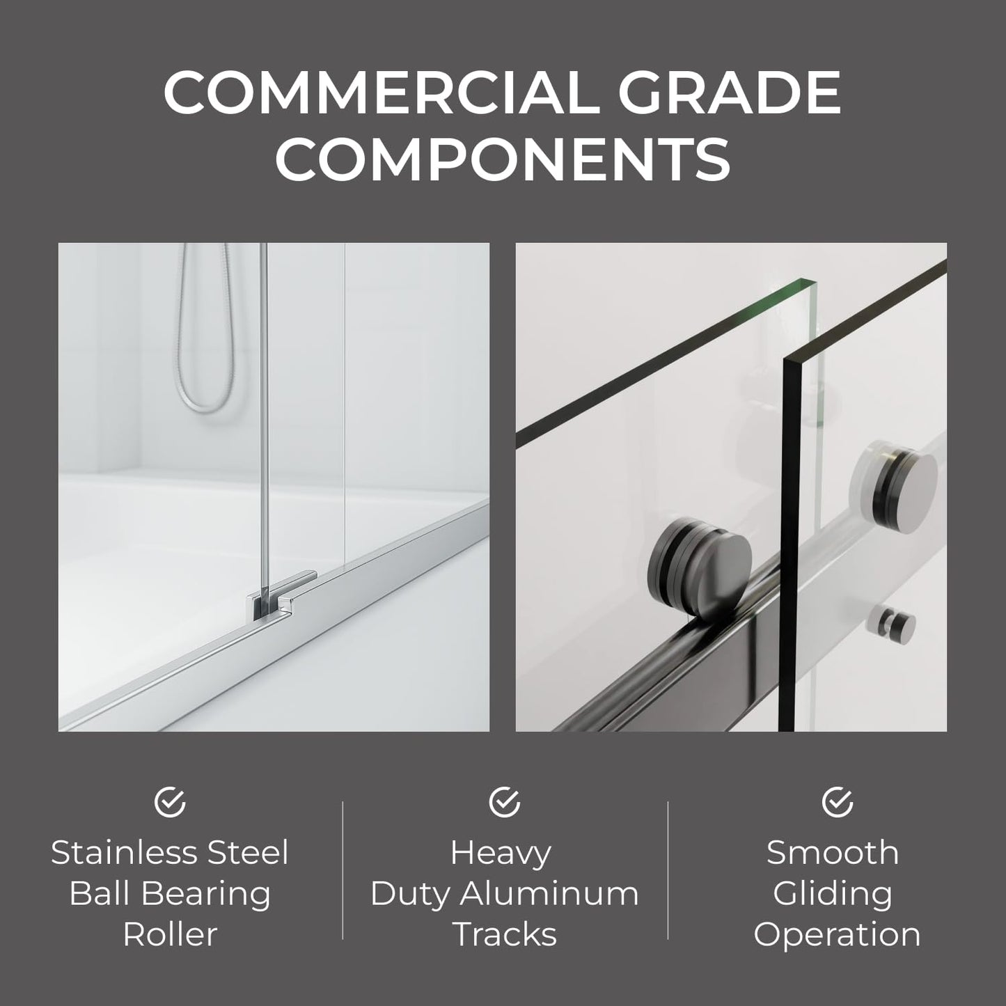 Frameless Double Sliding Shower Door 44-48 x 79 - SGCC Tempered Glass 3/8 Inch - Brushed Nickel Heavy Duty Hardware with Adjustable Wall Profiles by Fab Glass and Mirror